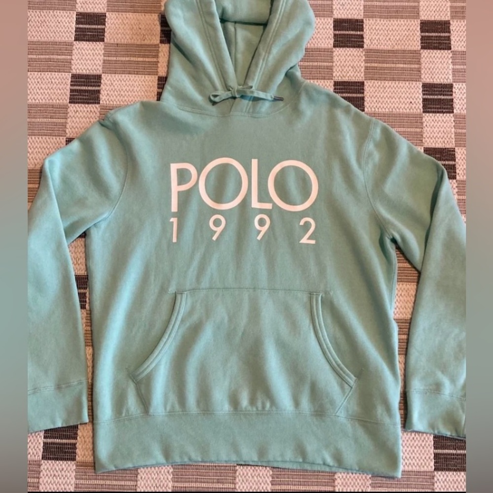 Polo Ralph Lauren 1992 Soft Teal Green Hoodie Medium ~ Mint